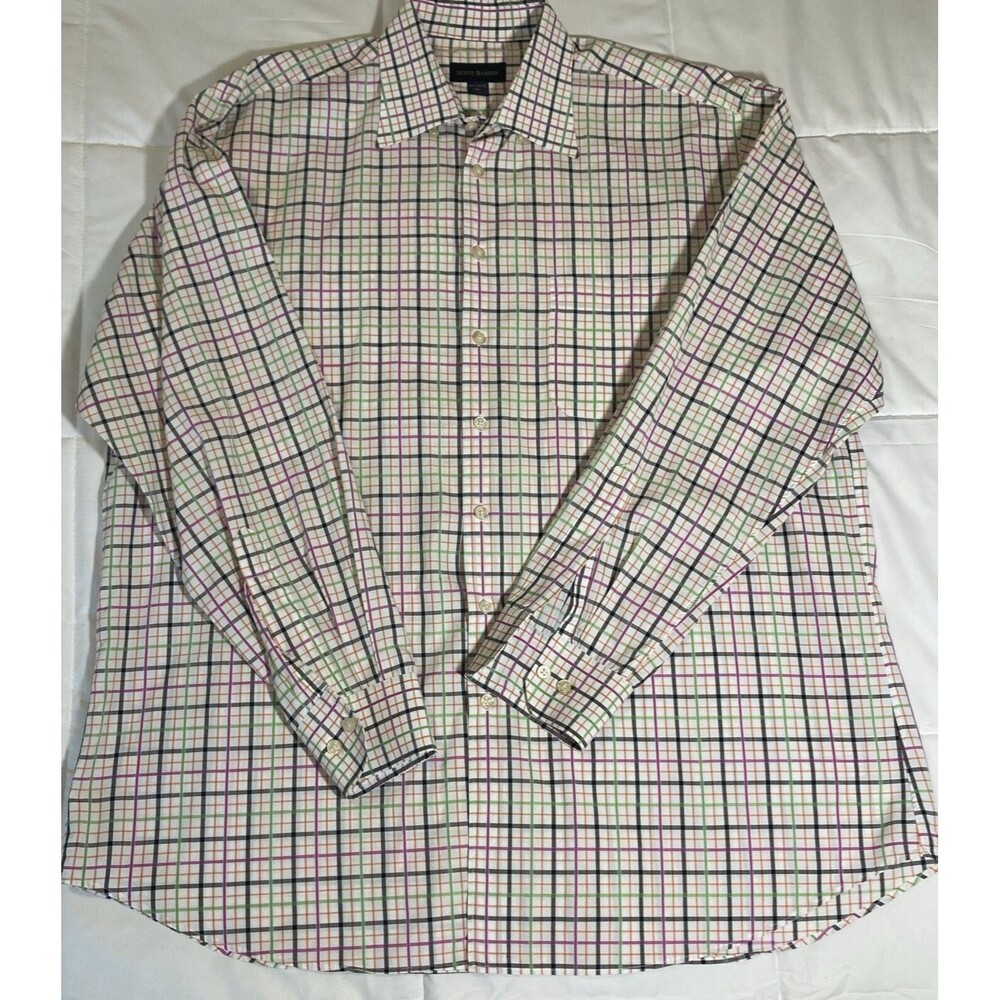Scott Barber Long Sleeve Hidden Button-Down Collar Bright Color Plaid Size XL